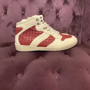 Mens Bottega Veneta Hi-Top Woven Sneakers